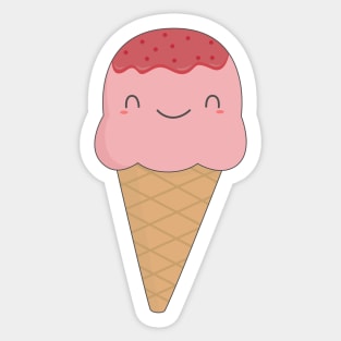 Kawaii and cute ice cream cone t-shirt Sticker